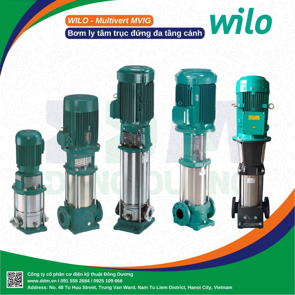 Wilo MVIG - Bơm ly tâm trục đứng đa tầng cánh