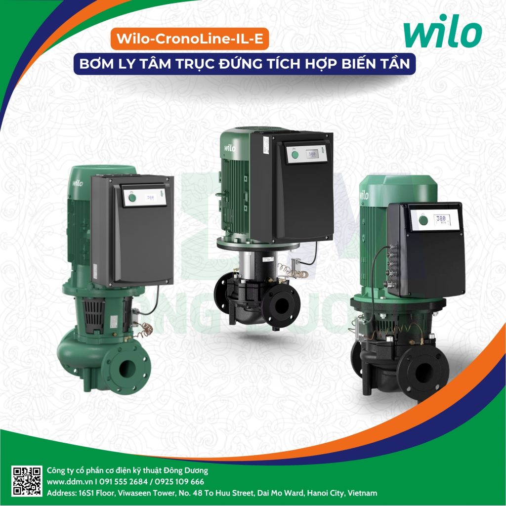 Wilo – CronoLine IL-E – Bơm Ly Tâm Trục Đứng Tích Hợp Biến Tần