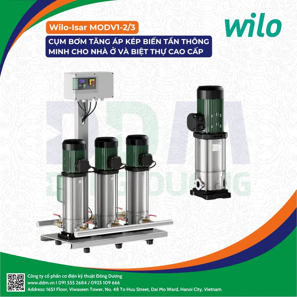Wilo – Isar MODV1-2/3 – Cụm Bơm Tăng Áp Kép Biến Tần Thông Minh Cho Nhà Ở Và Biệt Thự Cao Cấp