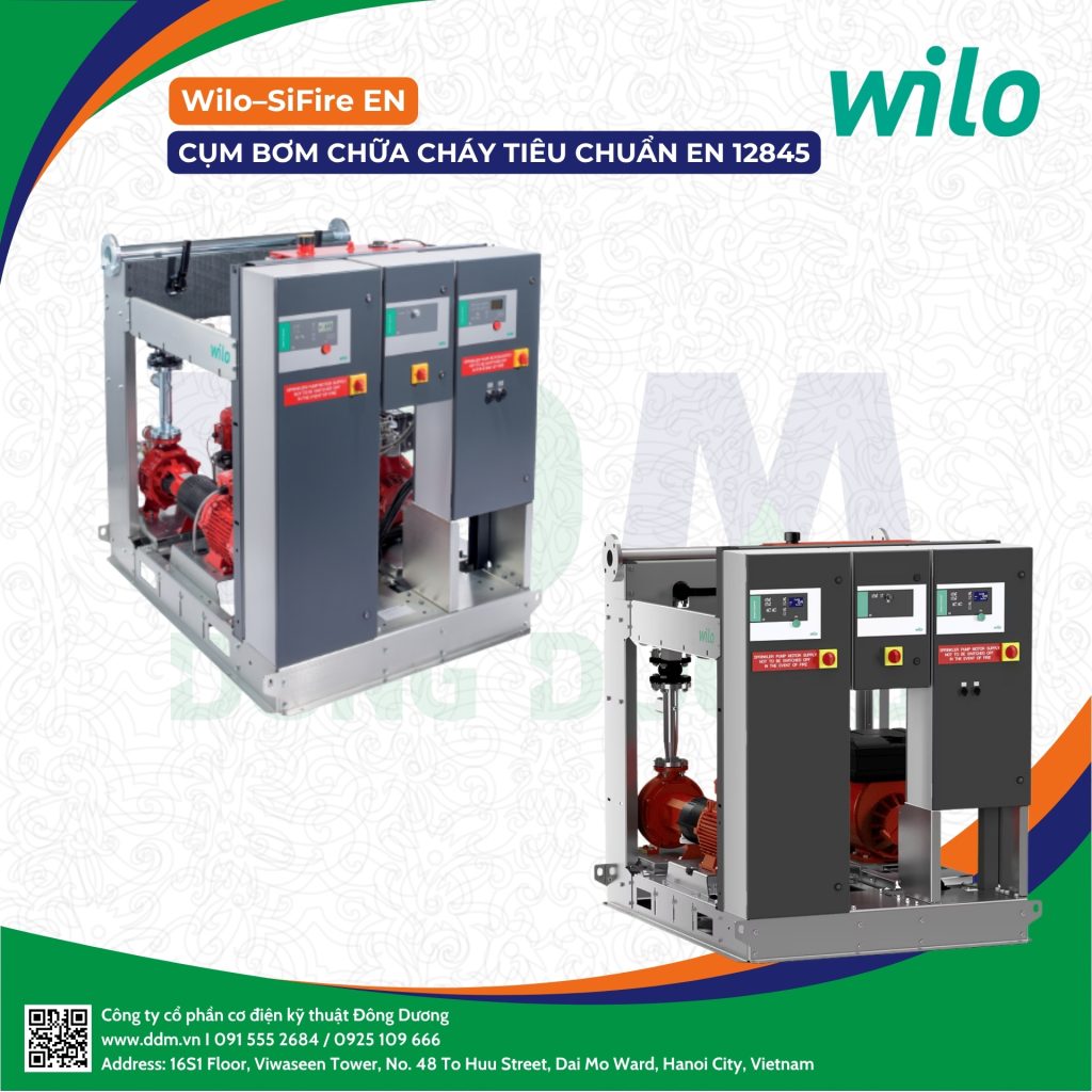 Wilo – SiFire EN – Cụm Bơm Chữa Cháy Tiêu Chuẩn EN 12845, Tích Hợp Bơm Điện, Bơm Diesel Và Bơm Jockey