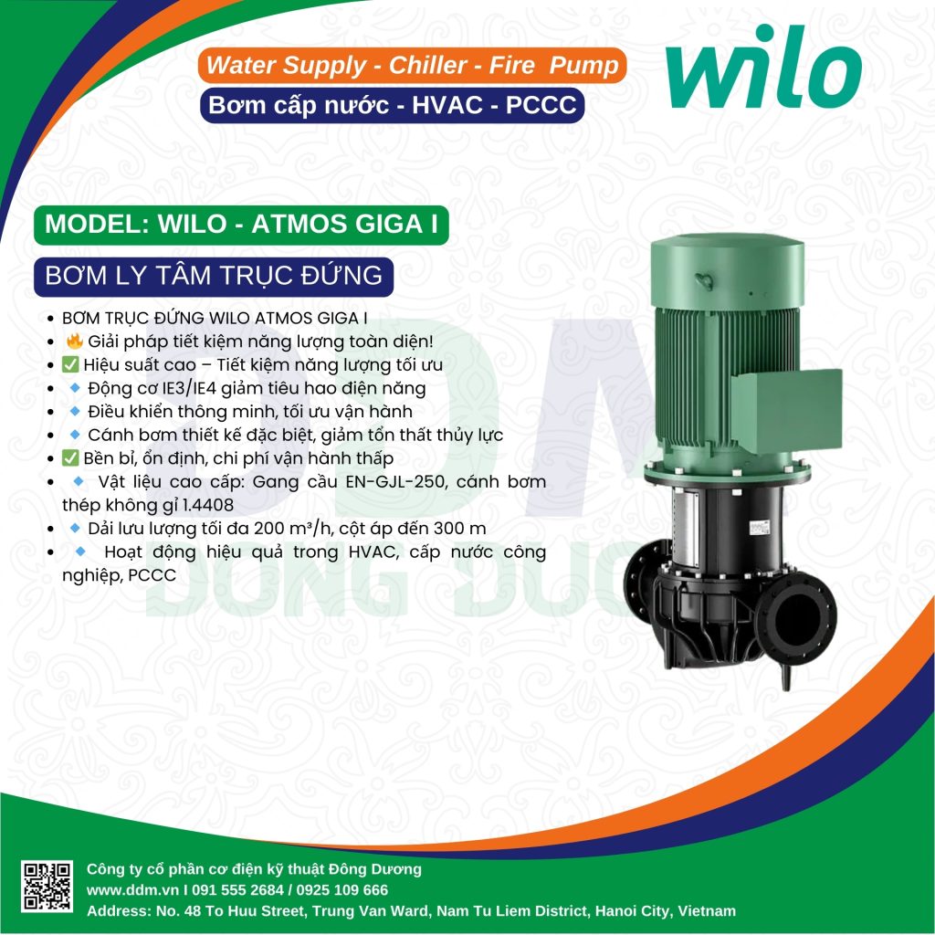 BƠM TRỤC ĐỨNG WILO ATMOS GIGA I