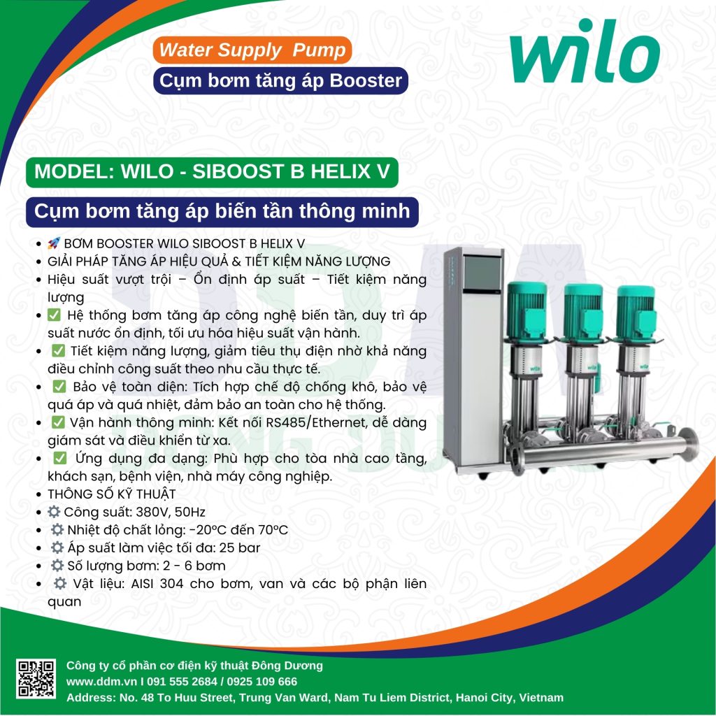 Cụm bơm tăng áp Booster: Wilo - Siboost B Helix V