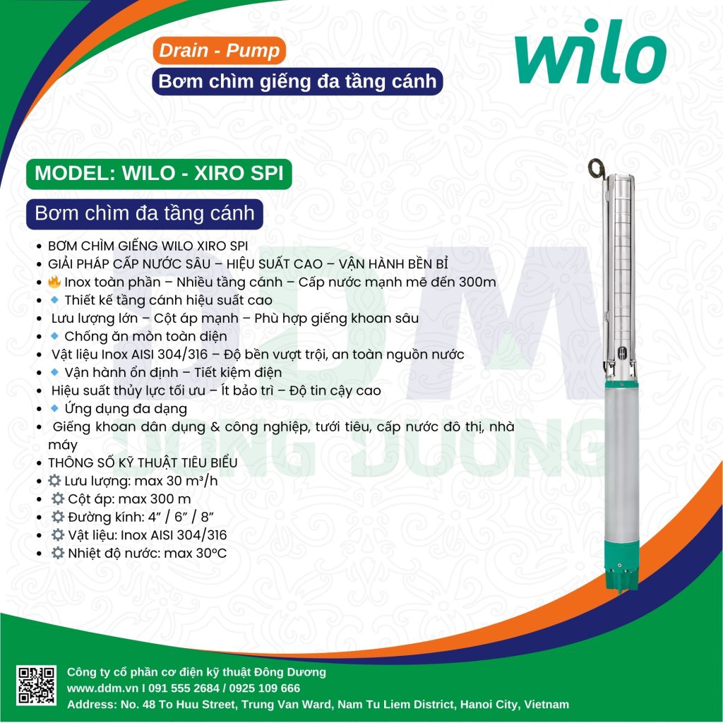BƠM CHÌM GIẾNG WILO XIRO SP