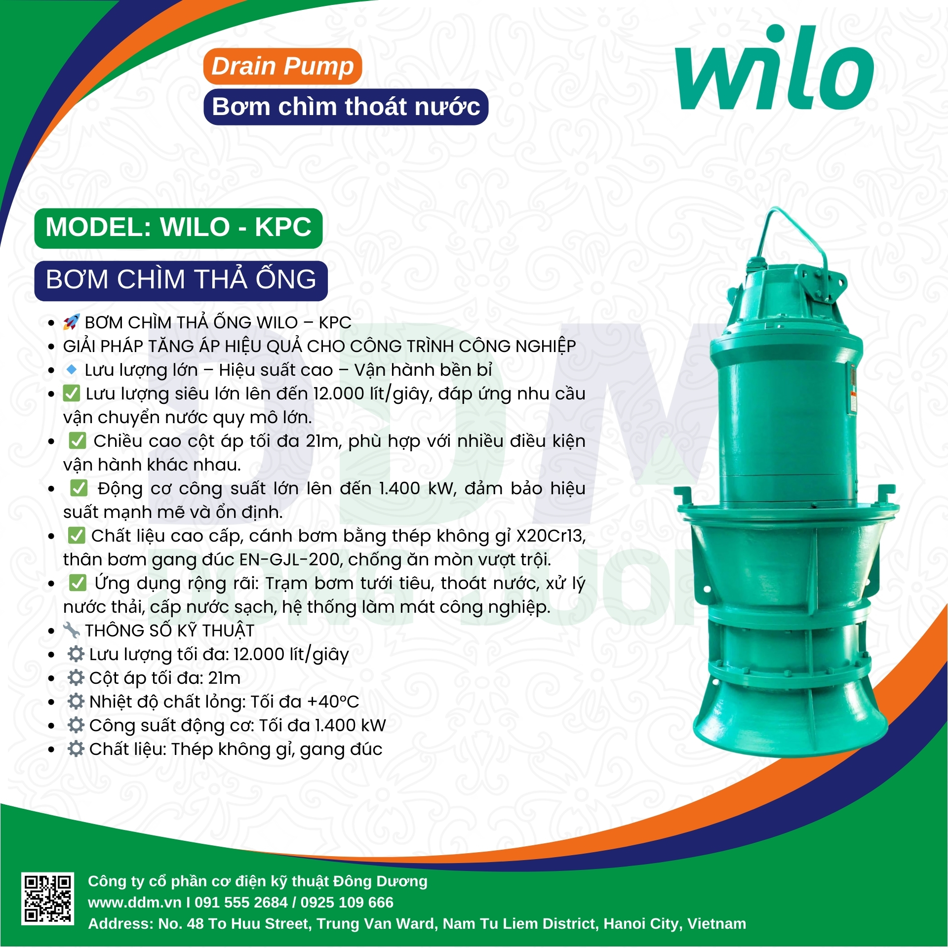 Bơm chìm thả ống WILO KPC