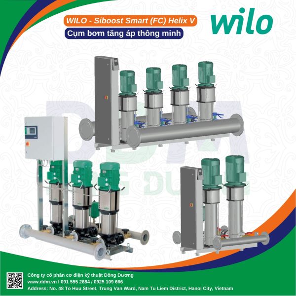 Wilo SiBoost Smart (FC) Helix V – Cụm tăng áp biến tần trên tủ