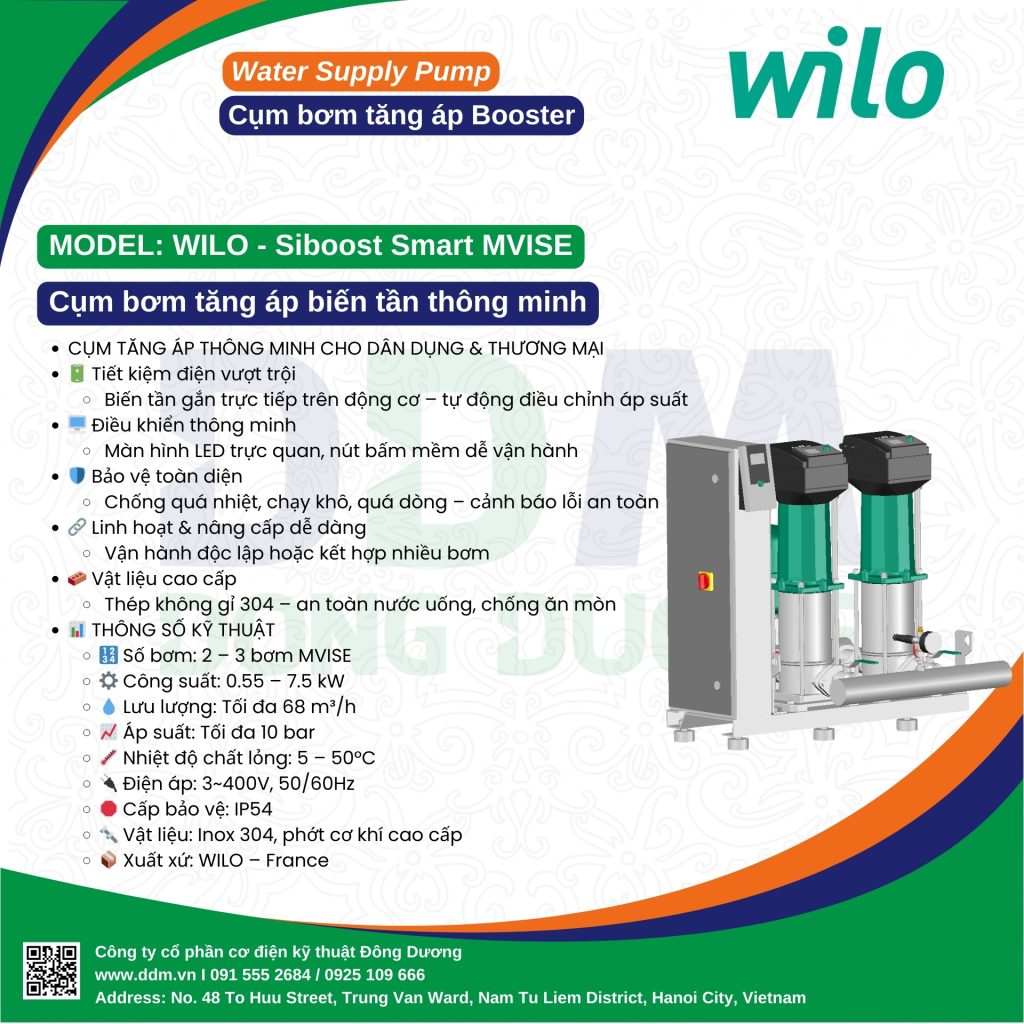 Wilo-SiBoost Smart MVISE – Cụm Tăng Áp Nước Thông Minh Cho Dân Dụng & Thương Mại