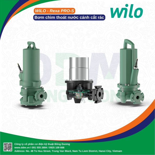 Wilo Rexa PRO-S – Bơm Chìm Cắt Rác Công Nghiệp