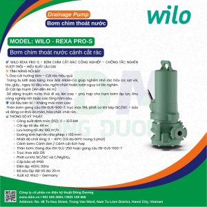 Wilo Rexa PRO-S – Bơm Chìm Cắt Rác Công Nghiệp