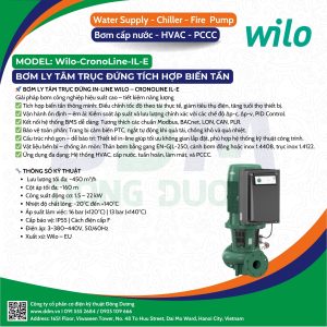 Wilo – CronoLine IL-E – Bơm Ly Tâm Trục Đứng Tích Hợp Biến Tần