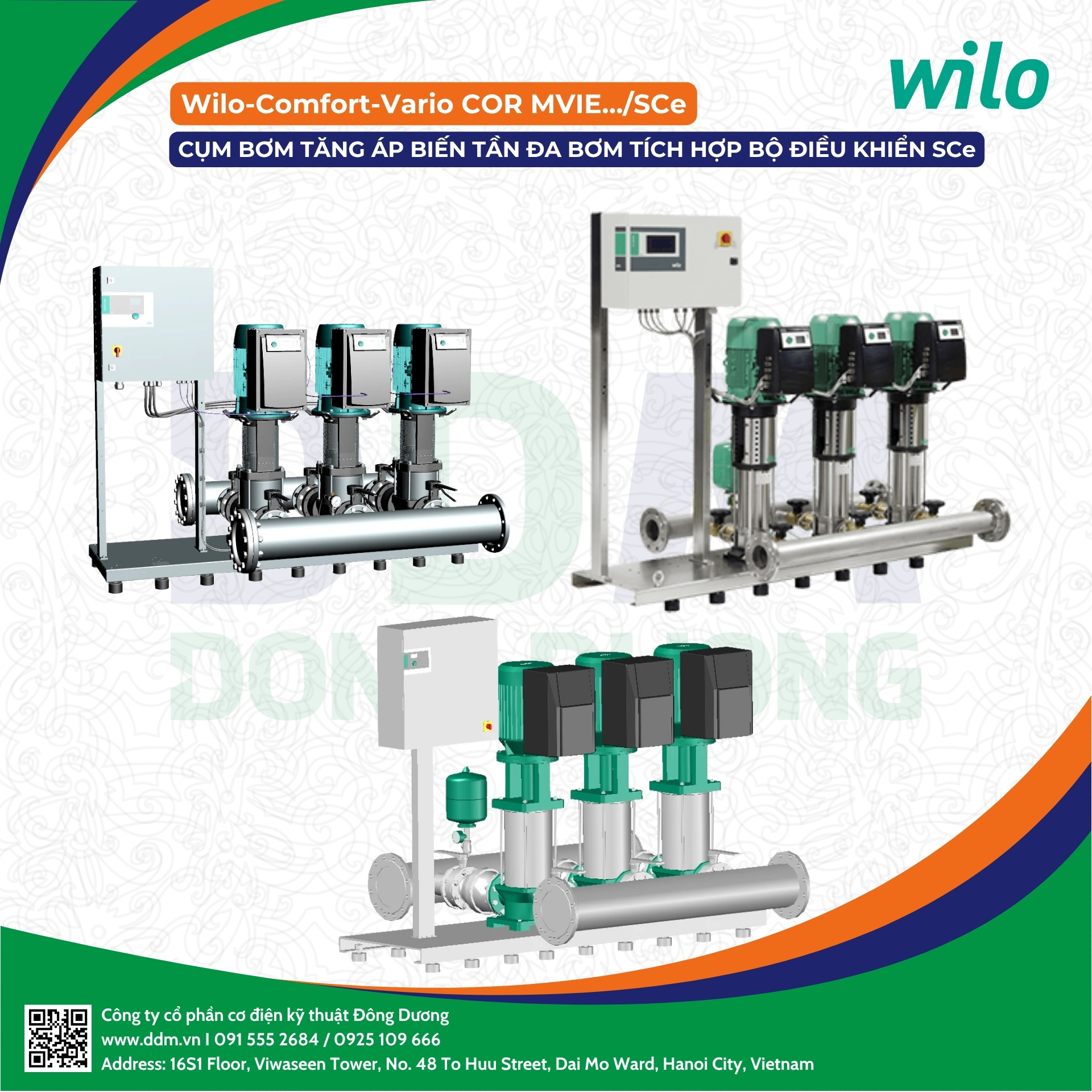 00. DDM - Wilo - Comfort-Vario COR MVIE…SCe Wilo – Comfort-Vario COR MVIE…/SCe – Cụm Bơm Tăng Áp Biến Tần Đa Bơm Tích Hợp Bộ Điều Khiển SCe, Hiệu Suất IE5