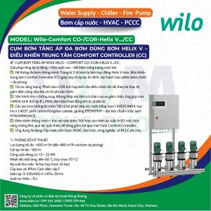 Wilo – Comfort CO-/COR-Helix V…/CC – Cụm Bơm Tăng Áp Đa Bơm Dùng Bơm Helix V, Điều Khiển Trung Tâm Comfort Controller (CC)