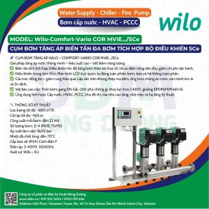Wilo – Comfort-Vario COR MVIE…/SCe – Cụm Bơm Tăng Áp Biến Tần Đa Bơm Tích Hợp Bộ Điều Khiển SCe, Hiệu Suất IE5