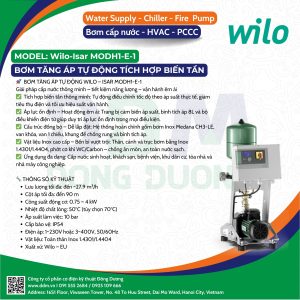 Wilo – Isar MODH1-E-1 – Bơm Tăng Áp Tự Động Tích Hợp Biến Tần, Tiết Kiệm Năng Lượng