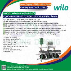 Wilo – Isar MODH1-E-2/3 – Cụm Bơm Tăng Áp Tự Động Tích Hợp Biến Tần IE5