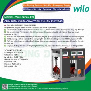 Wilo – SiFire EN – Cụm Bơm Chữa Cháy Tiêu Chuẩn EN 12845, Tích Hợp Bơm Điện, Bơm Diesel Và Bơm Jockey