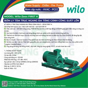 Wilo – Zeox FIRST H – Bơm Ly Tâm Trục Ngang Đa Tầng Cánh Công Suất Lớn