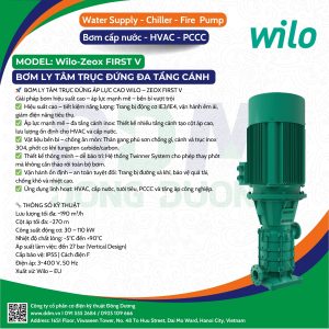 Wilo – Zeox FIRST V – Bơm Ly Tâm Trục Đứng Đa Tầng Cánh Công Suất Lớn